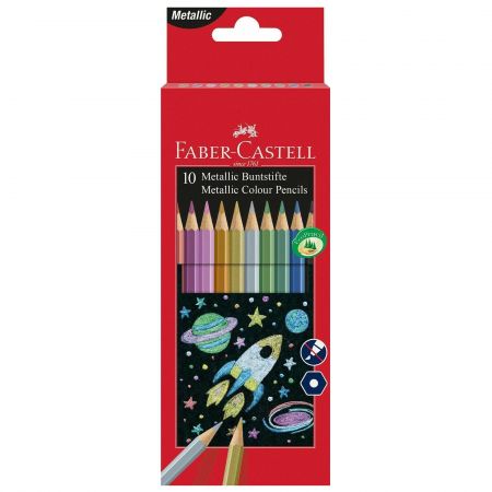 Creioane colorate metalizate FABER-CASTELL, 10 culori, FC201583